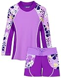 Tuga Girls Shoreline L/S & Swim Short (UPF 50+), Verbena, 4/5 yrs