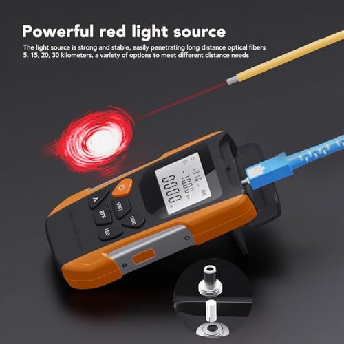 Optisches Leistungsmessgerät, 3-in-1 Optischer Leistungsmesser Mit RJ45 Tester, LED-Licht, OPM Glasfaser Tester LWL Glasfaserkabel Testers mit universelle FC/SC/ST-Schnittstelle