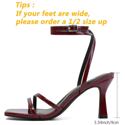Image of Mostrin Womens Sandals Strappy Heels for Women Ankle Strap Lace Up Heels Square Open Toe Heels Tie Up Stiletto High Heeled Sandals for Prom, Party, Daily Wear