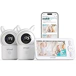 ieGeek Baby Monitor 2 Cameras with 5" 720P Split Screen,HD Night Vision,Auto Tracking&Crying Dectetion,2-Way Talk,Temperature&Humidity Sensor,WiFi Baby Monitor with Smartphone App