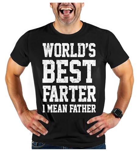 Tstars World Best Farter I Mean Father Shirt from Daughter Son Funny t-Shirt for Men Large Black