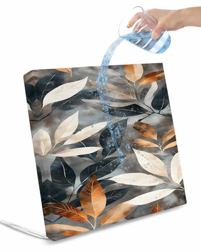 2 Pack Orange Black Leaves Waterproof Cushion Covers with Ties, Outdoor Patio Chaise Lounge Chair Seat Cushion Slip Covers Replacement(Only Cover) Farmhouse Vintage Botanical Plants 22