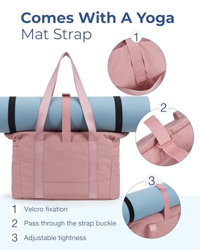 BAGSMART Bolsa feminina leve, grande, com alça para tapete de ioga, bolsa de ombro acolchoada para v