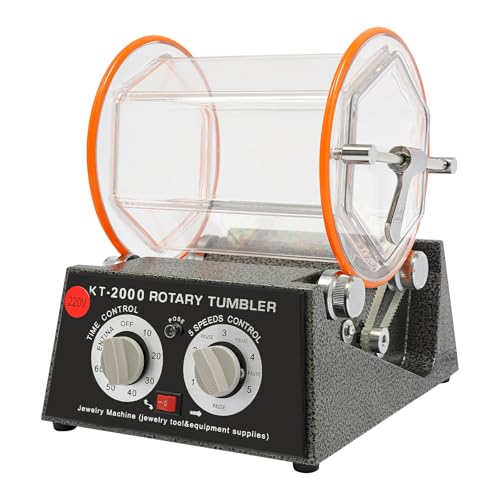 Lucidatrice per gioielli, 5 kg, 220 V, smerigliatrice a sfera, 150 W, lucidatrice a tamburo con perle di lucidatura, lucidatrice, tumbler, mulino a sfera, regolabile a 5 velocità, 500-3000 giri/min