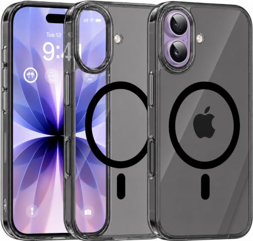 Image of Elzzi Anti Scratch Semi Translucent Cover for iPhone 16 Case, Premium PC + TPU Magnetic Phone Cases Drop Proof, Compatible with Magsafe Slim Never Yellowing Shockproof