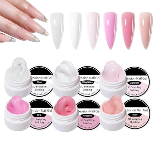 Esmalte de uñas de gel fijo, 6 colores, fijo, no adhesivo, gel de uñas 3D, para estudio en casa, modelado, extensión, diseño de uñas, belleza