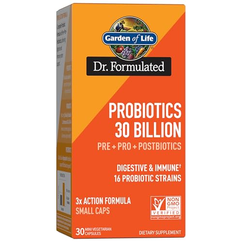 Garden of Life Dr Formulated Probiotics 30 Billion CFU Pre + Pro + Postbiotics for Men and Women Digestive and Immune Support, Potato, Acacia, Postbio