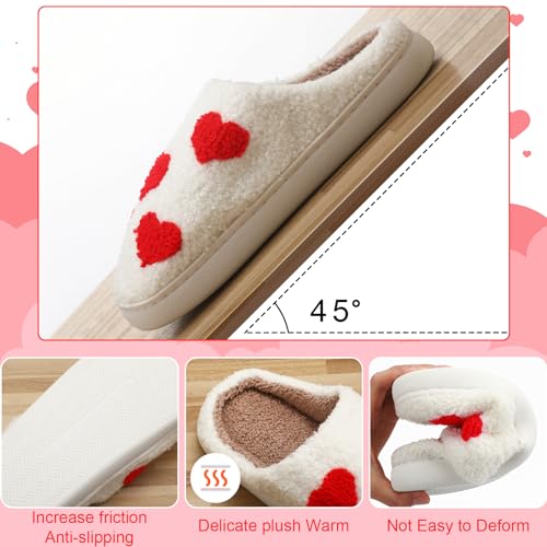 Valentines Heart Slippers for Women Valentines Plush Non Skid House Slippers for Galentine's day3