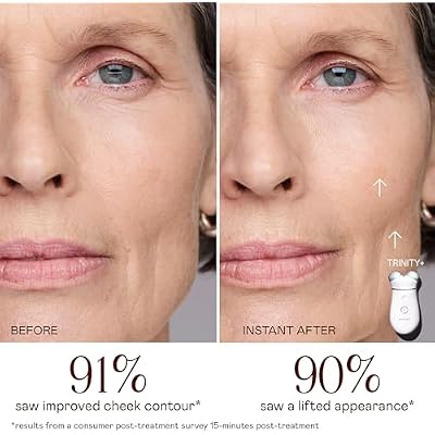 NUFACE Trinity+ Microcurrent Facial Device + LED Red Light Wrinkle Reducer, FDA-Cleared - Red Light Therapy for Face & Neck, Enhances Radiance & Reduces Fine Lines - Skin Tightening & Lifting