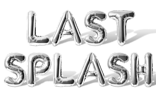 Image of Letter Balloons - LAST SPLASH 16 inch Inch Alphabet Letters Foil Mylar Balloon Bachelorette or Bachelor Party Banner (Silver)