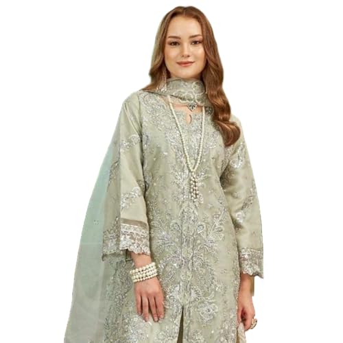 Image of Women's Net Multicolor Heavy Embroidery & Sequin Work Designer Stitched Salwar Suit