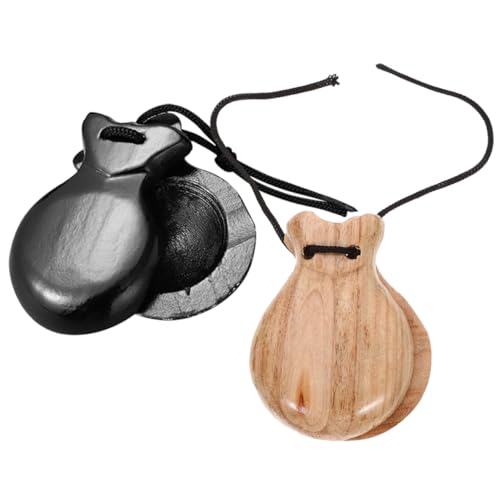 GOOHOCHY 2pcs Spanish Castanets Wooden Clappers Unique Percussion Instrument for Adults Hardwood Craftsmanship