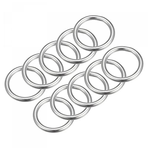 sourcing map Anneau Soudé Inox Acier 316 Rond 25mm ID 4mm Épais 10pcs