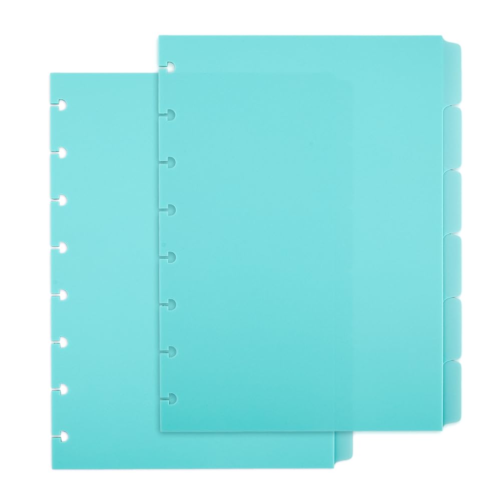 SUPERFINDINGS 12 Sheets A5 Binder Dividers Green Discbound Divider with 6 Tabs 6-Hole Punched Sheets Plastic Divider Disc Bound Planner Index Pages for Notebook Insert Planner,21x15.7cm