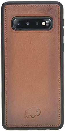 Burkley Case York Premium Genuine Leather Slim & Lightweight Flex Snap-on Cover Case for Samsung Galaxy S10+ (Plus) (6.4") (Burnished Tan)