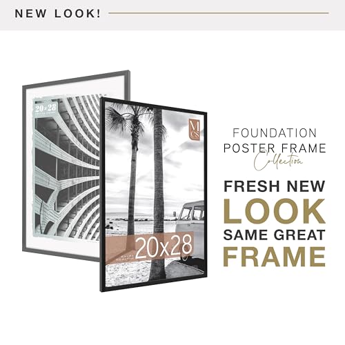 Image of MCS Foundation 20x28 Poster Frame Traditional Black, Vertical & Horizontal Wall Hanging Large Picture Frame for Photos, Posters & Art Prints (1-Pack)