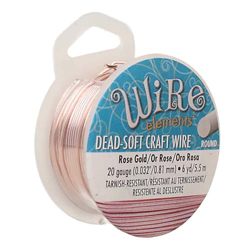 The Beadsmith Wire Elements Craft Wire – Tarnish Resistant, Soft Temper, Round, Rose Gold Color – 0.81mm, 20 Gauge, 6 Yard Spool – Jewelry Making, Wire Wrapping, Floral, & Other DIY Crafts The Beadsmith Wire Elements Craft Wire – Tarnish Resistant, Soft Temper, Round, Rose Gold Color – 0.81mm, 20 Gauge, 6 Yard Spool – Jewelry Making, Wire Wrapping, Floral, & Other DIY Crafts