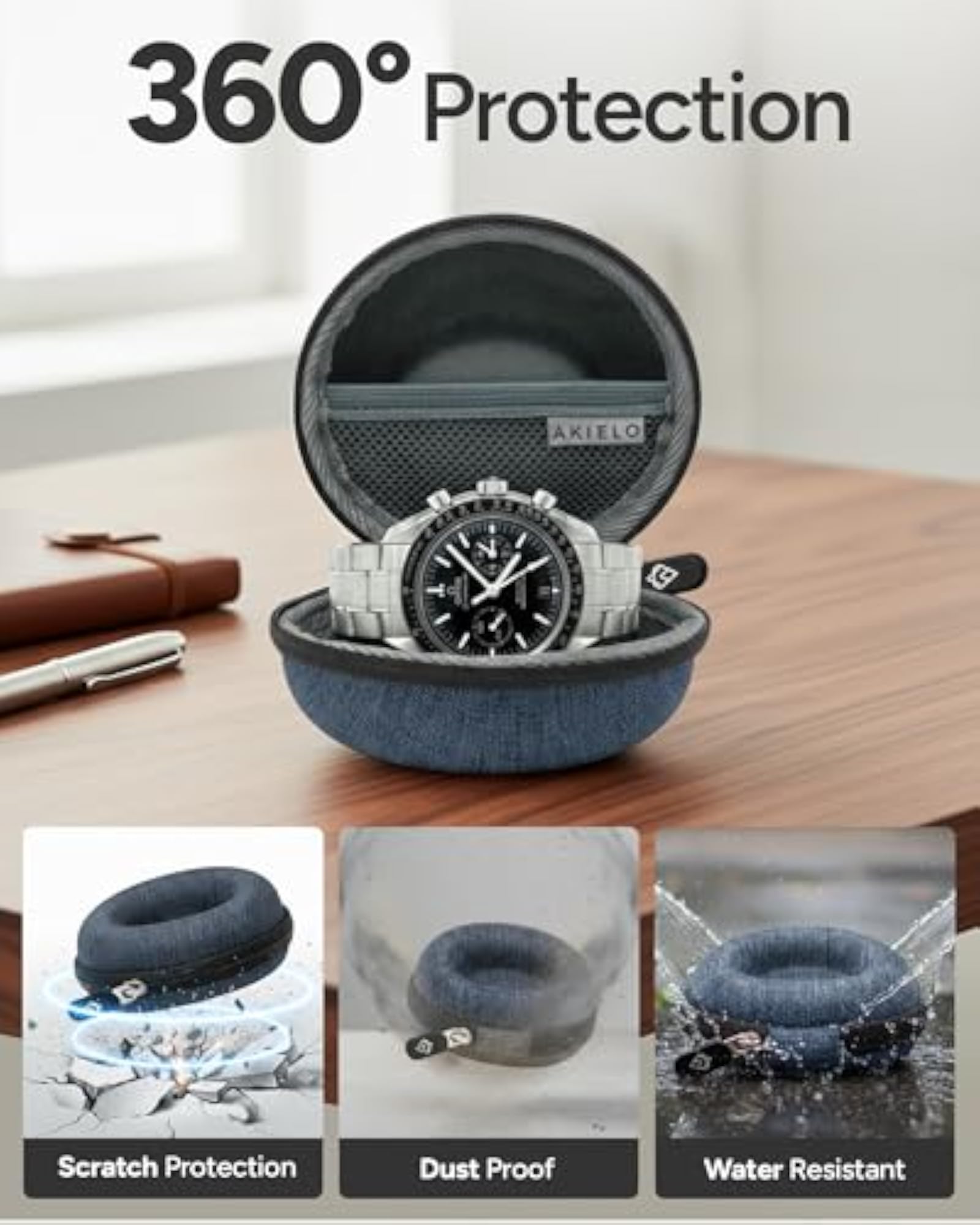 Watch Travel Case with Cleaning Cloth and Gift Box