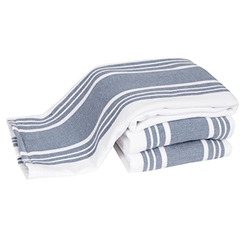 Dish Towels Dual Purpose Reversible, 100% Absorbent Cotton, Kitchen Towels Set Of 3 Striped, 17" X 30", 3-Pack Cornflower All-Clad Textiles #TOP17