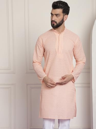 Image of SOJANYA Men's Silk Blend Regular Fit Casual (Since 1958 Woven Design Kurta with Churidar & Embroidered Nehru Jacket