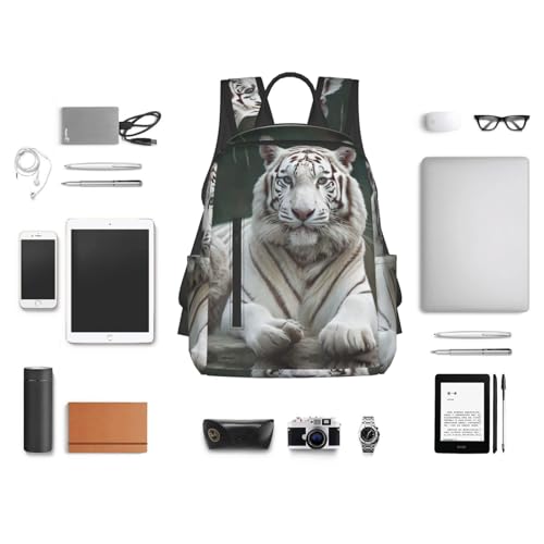 Sac à dos imprimé Tiger03 blanc et noir taille unique - 6