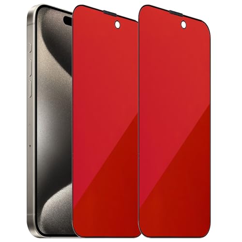 BWEDXEZ 2 Pack Anti-Blue Privacy Tempered Glass for iPhone 15 Pro Max/iPhone 15 Plus Anti-Spy Screen Protector Anti-Peeping Film Gradient Colorful 6.7 inch