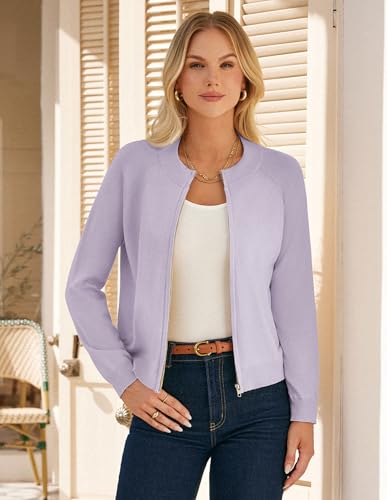 Image of GRACE KARIN Womens Long Sleeve Zip Up Cardigan Sweaters Lightweight Sweater Jacket Knitted Fashion Clothes