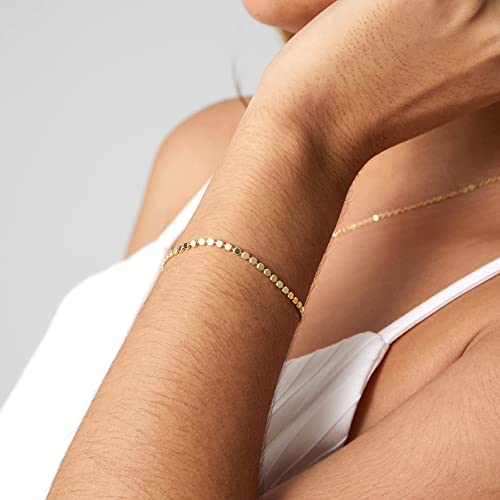 Kyerlyn 14K Gold Plated Handmade Dainty Dot Bracelet Cute Thin Everyday Bracelets for Women Men Size 6.5"+2" Extender3