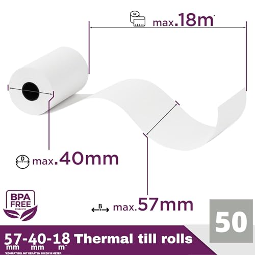 Rollos de papel térmico 57x40mm LYNNE para datáfonos y TPV de comercios 4