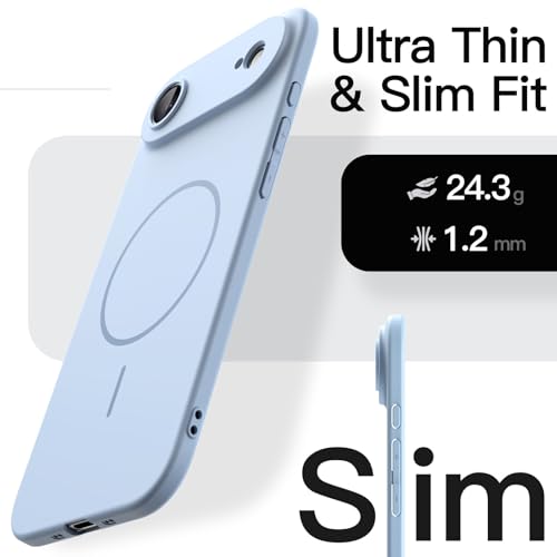 Image of JETech Magnetic Slim Case for iPhone Air, Compatible with MagSafe, Ultra-Thin Lightweight Minimalist Phone Cover with Matte Finish and Full Camera Lens Protection, 6.5-Inch Display (Sky Blue)