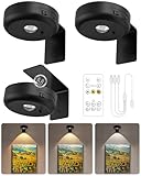 GOODEA Bilderleuchte Kabellos 2200mAh Aufladbar LED Spot Akku mit Fernbedienung und Timer- 3 Farben Dimmbar Bildbeleuchtung Kabellos Licht für Wand Bild Vitrinen Halloween Beleuchtung, 3er Set