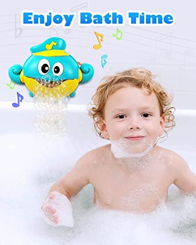 E-SMARTER Baby Bath Bubble Toy, Automatic Bath Bubble Machine with a Phillips Screwdriver, Suction Cups and 12 Songs, Octopus Bubble Maker for Kids, Babies, Boys, Girls
