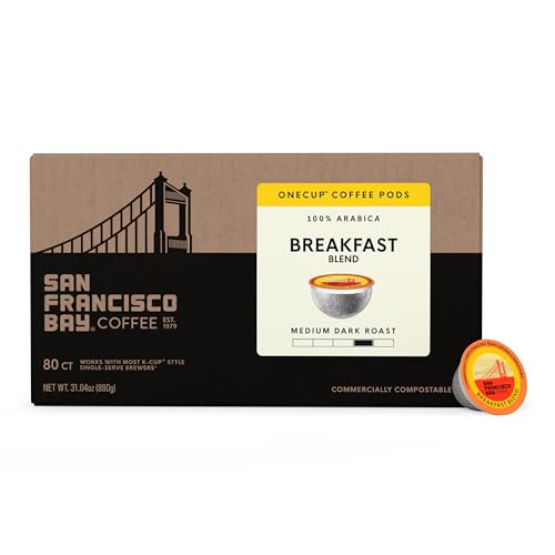 Image of San Francisco Bay K-Cup Coffee Pods, Breakfast Blend (80 ct), Medium Roast, Commercially Compostable Single-Serve Coffee Pods