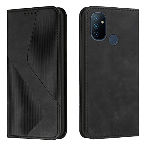 Mo-Somnus Compatible with OnePlus Nord N100 4G Case, Shockproof Wallet Case PU Leather with Card Holder Folding Stand Magnetic Protect Flip Cover for OnePlus Nord N100 4G Phone Cases (Black)