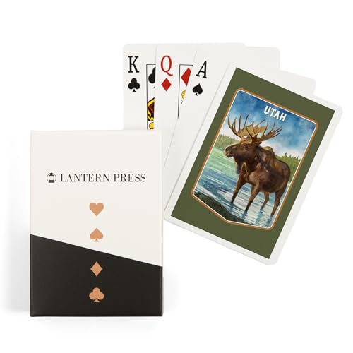 Lantern Press Utah Study Acuarela Alce Naipes Póker