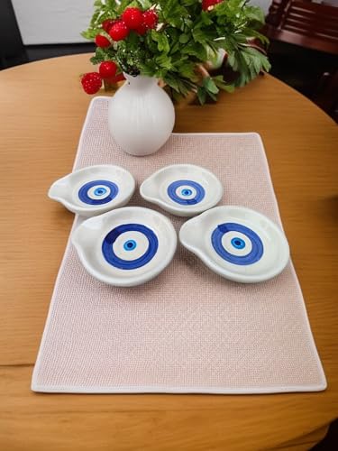 Image of Malaikah Ceramic Spoon Rest Smal Evil Eye Pack of 4 for Home, Kitchen, Dining, Kitchen Decor & Gifting