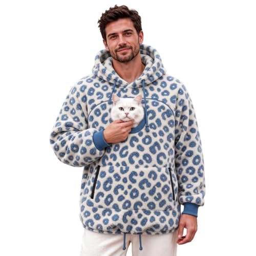 Pet Pouch Hoodie Leopard Print Cat Carrier Hoodies Sherpa Fleece Sweatshirt - image 4