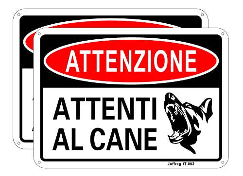 Goodvia Attenti al Cane Cartello Alluminio 20x30cm, Attenzione al Cane Cartelli in Metallo Riflettente, Targhetta Attenti al Cane Durevole, Impermeabili e Protezione UV Sono Adatti per Esterno