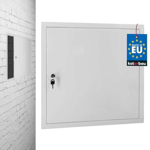 KOTARBAU® Tapa de inspección 50 x 50 cm, puerta de inspección de yeso con llave, caja de seguridad, tapa de inspección empotrada de acero galvanizado, placa de yeso, tapa de mantenimiento, color