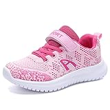  Unpowlink Kinder Schuhe Sportschuhe Ultraleicht Atmungsaktiv Turnschuhe Klettverschluss Low-Top Sneakers Laufen Schuhe Laufschuhe für Mädchen Jungen 28-37, Rosa-a, 36 EU