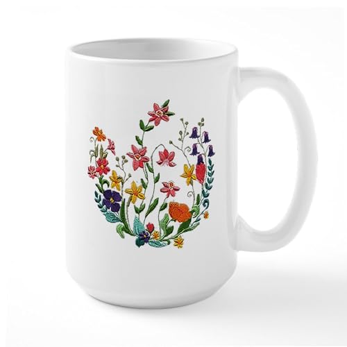 Taza Grande de Cerámica 15 oz con Diseño Bordado miniatura 1