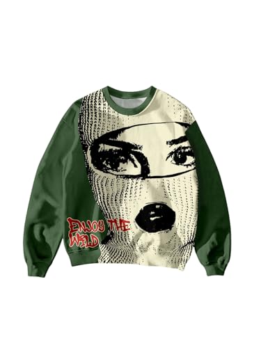 SOLY HUX Sweatshirts for Men Graphic Letter Print Crew Neck Long Sleeve Streetwear Pullover Top