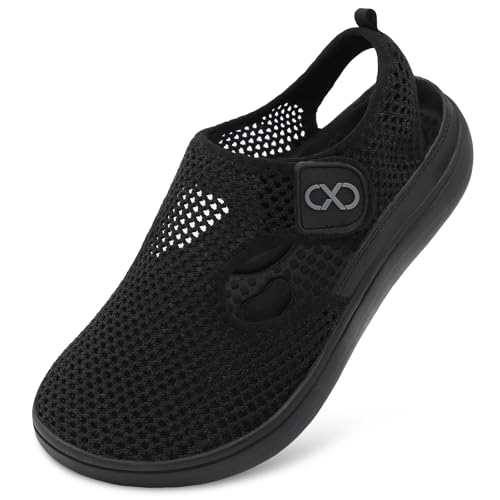 XIHALOOK Womens Sandals Summer Closed Toe Flats Casual Walking Shoes Breathable Zero Drop Wide Barefoot Shoes Black 7.5 W US