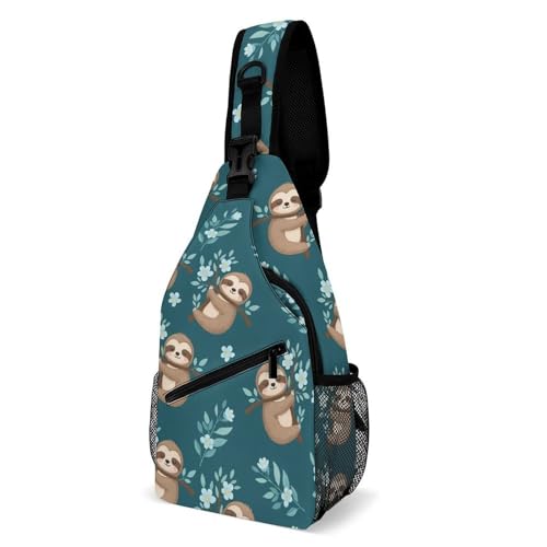Sac bandoulière fleurs et paresseux pour escalade, randonnée et cyclisme actif