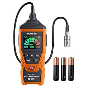 PT520A Natural Gas Detector, Gas Leak Detector with 17-Inch Gooseneck, Locating The Source Like Propane, Methane, and Butane for Home and RV (Includes Battery x3) – Orange