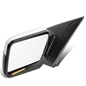 DNA Motoring TWM-019-T666-CH-AM-L Manual Folding Towing Side Mirror W/Turn Signal Light Compatible With 04-14 F-150, Left/Driver Side