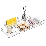 Maxset 5 PCS Clear Plastic Drawer Organizer Set, 2 Sizes Acrylic Drawer Storage Trays Non Slip Storage Bins for Makeup, Jewelry, Gadgets for Kitchen, Bedroom, Bathroom, Office
