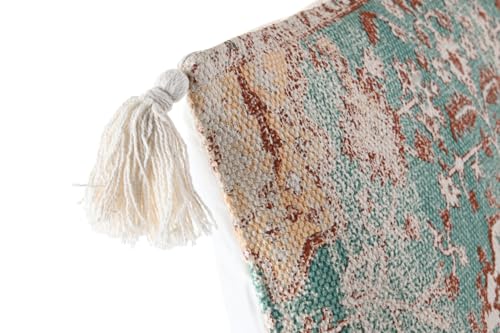 Coussin 45x45 en coton bleu franges 730g pour canapé - 3