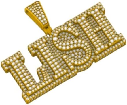 4.50 Carat Round Shape Lab Created Moissanite Diamond Tester Passed Custom Letter Pendent in 14K Yellow Gold Plated 925 Silver