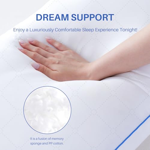 YZ HOME Long Body Pillow for Adults - Firm Body Pillow Insert with Shredded White Memory Foam, Adjustable Height, Soft Support for Side Sleeping, Pregnant Women, Washable